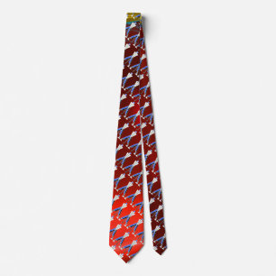 STYLIZIERTE, WEISSE, ROTE BLAUE GOLFER, GOLFSPIELE KRAWATTE