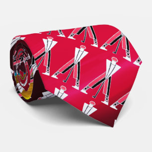 STYLIZIERTE, WEISSE, ROTE BURGUNDY GOLFER, GOLFSPI KRAWATTE