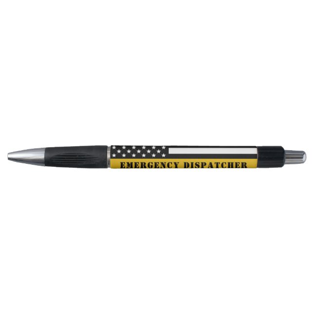Stylo 911 Emergency Dispatcher USA Drapeau mince Gold Li (Devant)