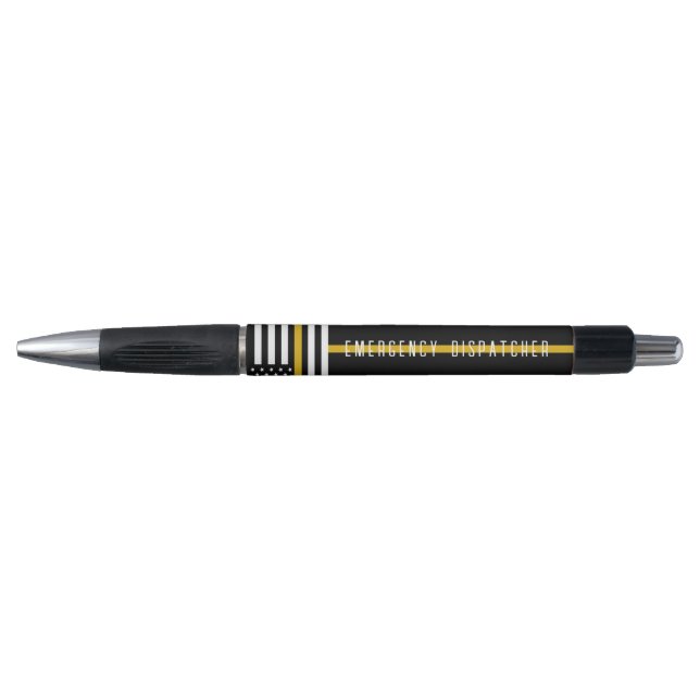 Stylo 911 Emergency Dispatcher USA Drapeau mince Gold Li (Devant)