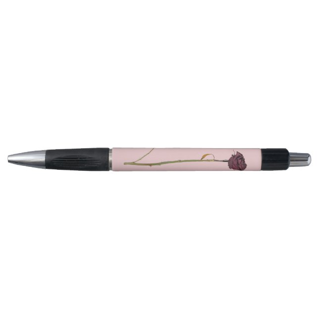 Stylo à bille noire à un seul Rose (Devant)