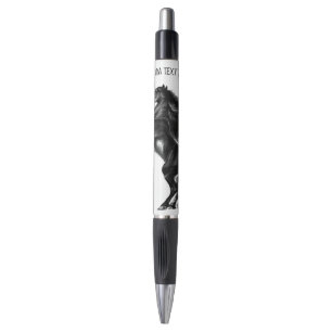 Stylo à cheval noir haut avec texte personnalisé