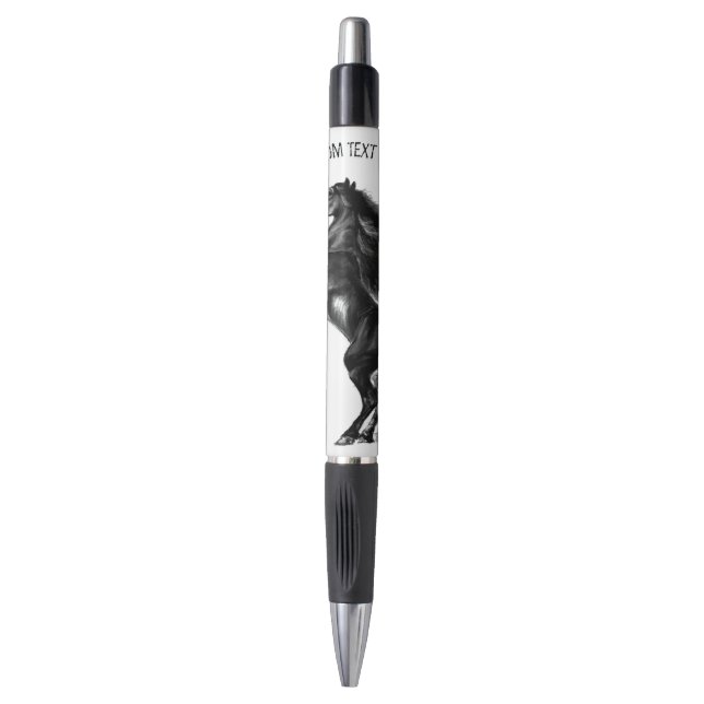 Stylo à cheval noir haut avec texte personnalisé (Devant (Vertical))