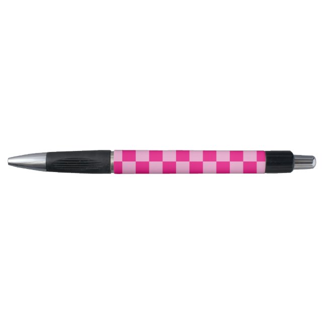 Stylo à damiers carré léger rose chaud rétro géométrique (Devant)