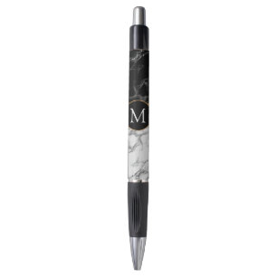 Stylo à lettre personnalisée avec design en marbre