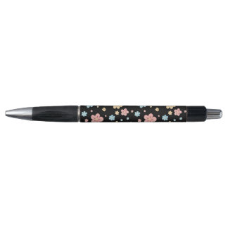 Stylo à motif floral (base noire)