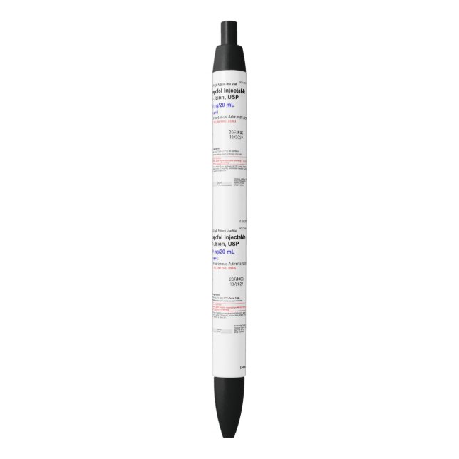 Stylo à visser noir CRNA pour anesthésie Propofos, (devant Vertical)