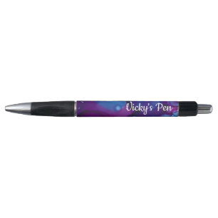 Stylo Abstrait marbré foncé alcool encre violet et ble