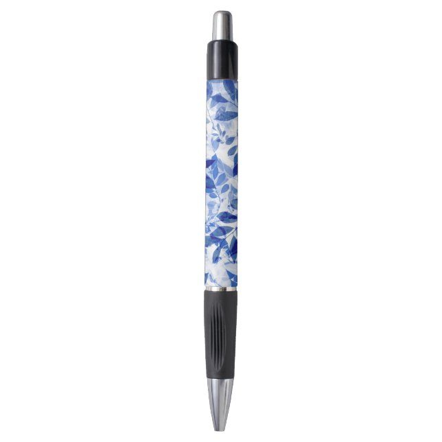 Stylo Abstraits Feuilles bleu et blanc (Devant (Vertical))