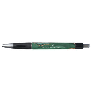 Stylo Agate Green Gold Parties scintillant Emerald Nom p