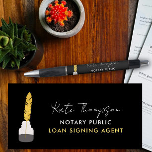 Stylo Agent de signature de notaire plume noire et or