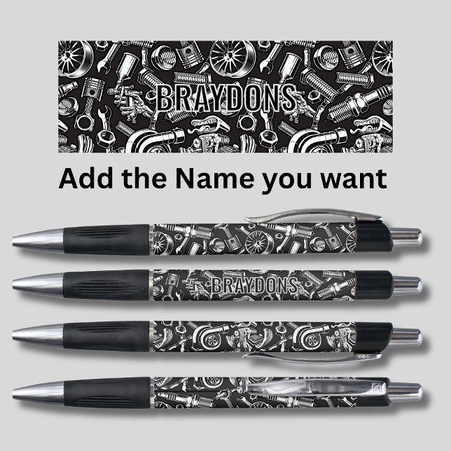 Stylo Ajouter le nom, pièces de voiture, mécanique (Créateur téléchargé)