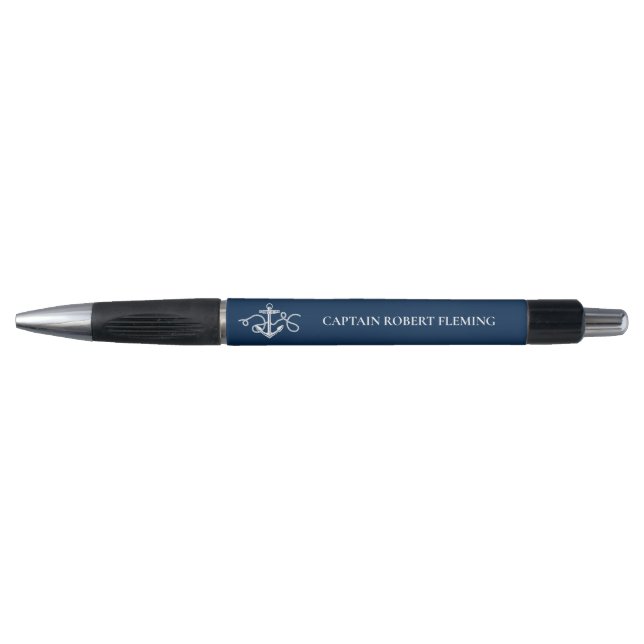Stylo Ancre bleu marine Nautique Personnalisé (Devant)