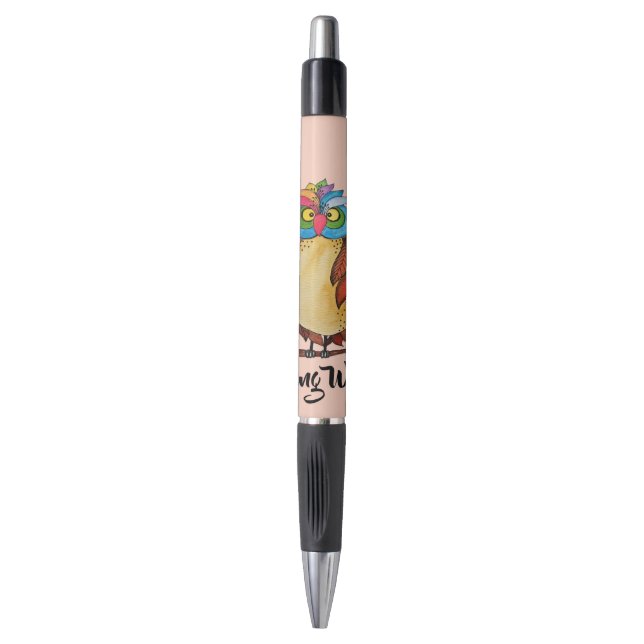 Stylo Aquarelle Chouette magique avec plumes arc-en-ciel (Devant (Vertical))