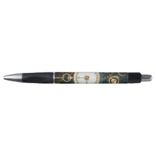Stylo Arrière - plan turquoise à vapeur avec engrenages