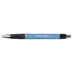 Stylo Art marbré bleu clair personnalisé