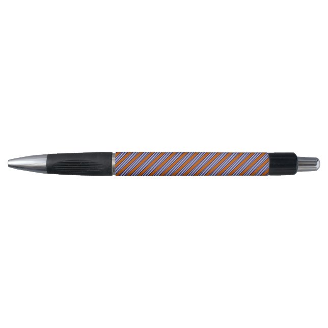 Stylo Bandes bleu marine et blanc avec orange brûlé (Devant)