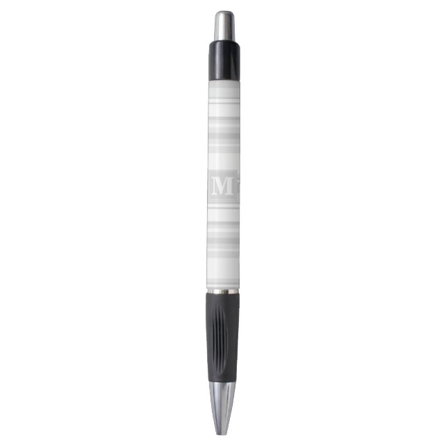 Stylo Bandes gris clair monogrammes (Devant (Vertical))