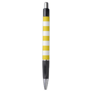Stylo Bandes Jaunes, Blancs, Motif rayé