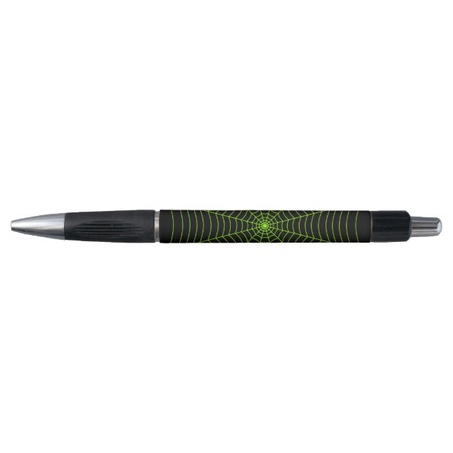 Stylo Black neon vert toile d'araignée Halloween motif (Devant)