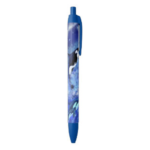 Stylo Bleu Baleines tueuses en Pleine lune - Dessin d'art - B