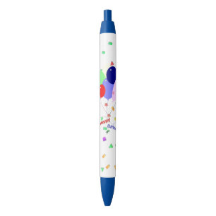 Stylo Bleu Ballons d'anniversaire colorés et heureux