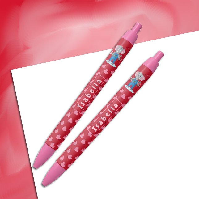 Stylo Bleu Belle éléphant et le coeur enfant rouge et rose st (Remember to choose the trim and ink color :))
