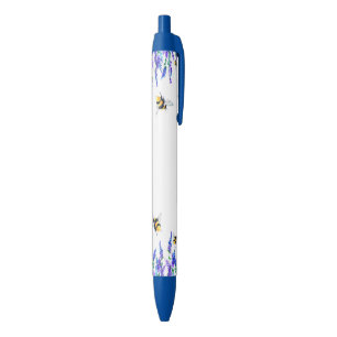 Stylo Bleu Belles fleurs de printemps et vols d'abeilles - De