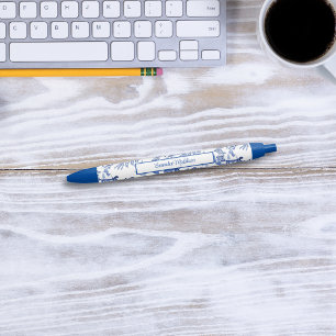 Stylo Bleu Bleu Blanc Chinoiserie Monogramme Asiatique Inspir