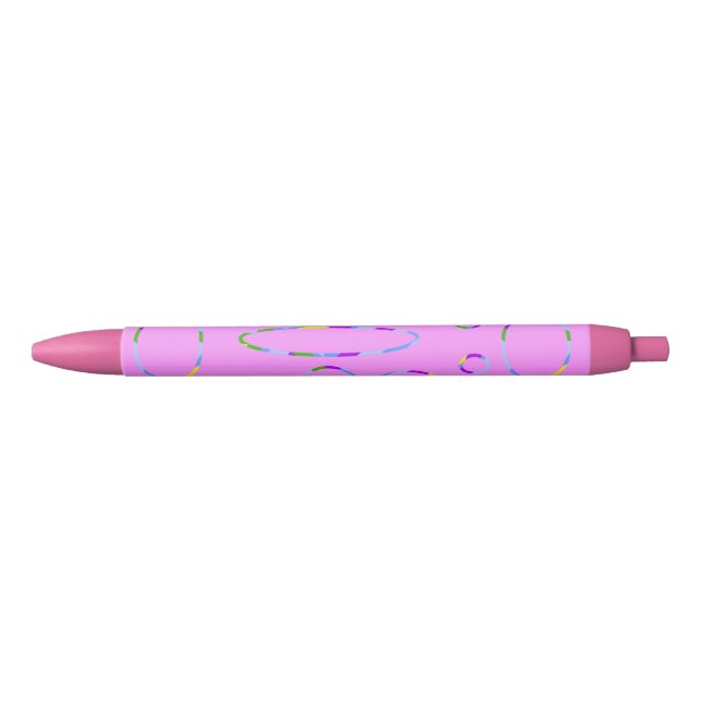 Stylo Bleu Boucles modernes sur Pink Magenta (Devant)