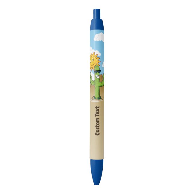Stylo Bleu Cactus avec bière (devant Vertical)