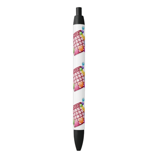 Stylo Bleu Carte BINGO avec boules BINGO (devant Vertical)