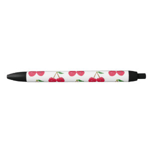 Stylo Bleu Cerise Fruit Kawaii Souriant Heureux