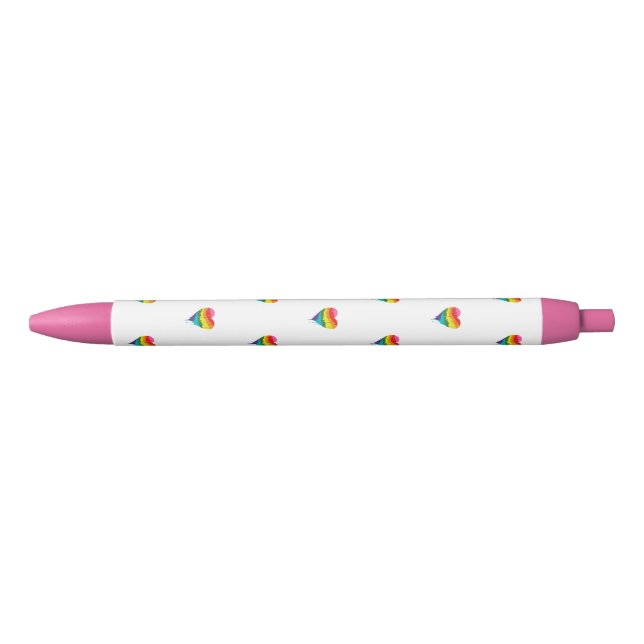 Stylo Bleu Coeur arc-en-ciel LGBT (Devant)