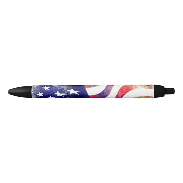 Stylo Bleu Cool personnalisé Texte/Couleur USA Drapeau Memori (Devant)