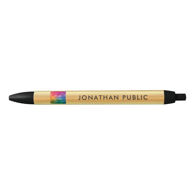 Stylo Bleu Custom Gold Look Modèle Votre nom Business Logo (Devant)