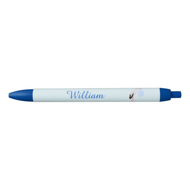 Stylo Bleu Cute Blue Baby Boy Stork Custom (Devant)