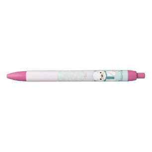 Stylo Bleu Cute Ours Rose Nom personnalisé enfants