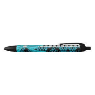 Stylo Bleu Damassé de diamant (parties scintillantes