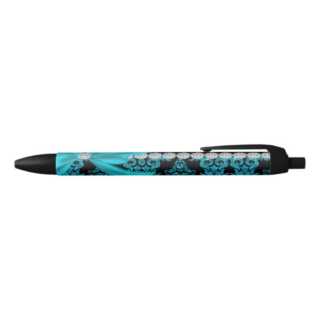 Stylo Bleu Damassé de diamant (parties scintillantes (Haut)