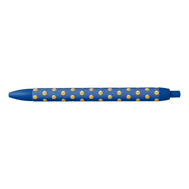 Stylo Bleu Elégant Motif Golden Confetti en bleu (Devant)