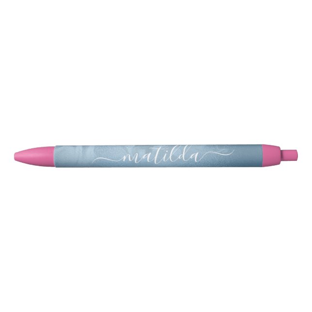 Stylo Bleu Élégant style moderne, marbre bleu bébé (Devant)
