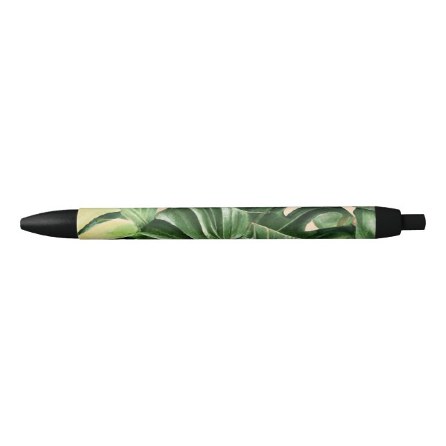 Stylo Bleu Feuilles florales/hawaïennes/tropicales (Devant)