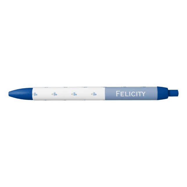 Stylo Bleu Forget Me Not Flowers Custom Name  (Devant)