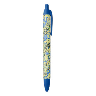 Stylo Bleu Graphisme bleu jaune noir pointé Abstraction