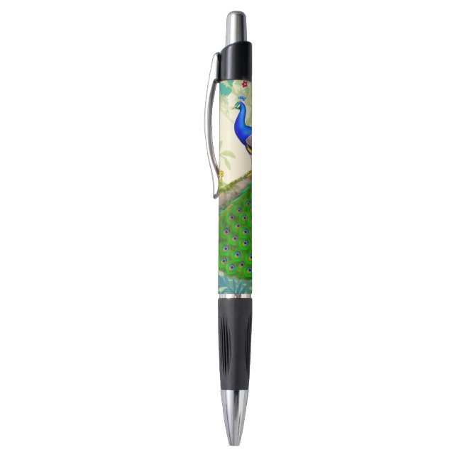 Stylo bleu indien élégant de paon (Haut (Vertical))