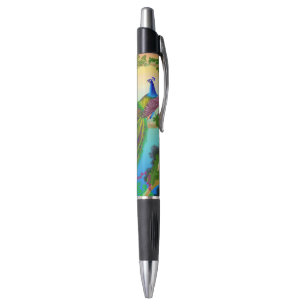 Stylo bleu indien exotique de paon