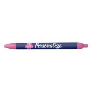 Stylo Bleu L'écriture de hibou de la fille rose mignonne
