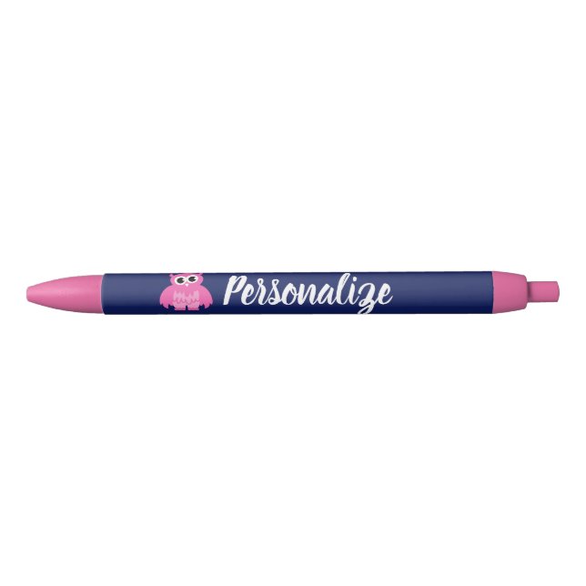 Stylo Bleu L'écriture de hibou de la fille rose mignonne (Devant)
