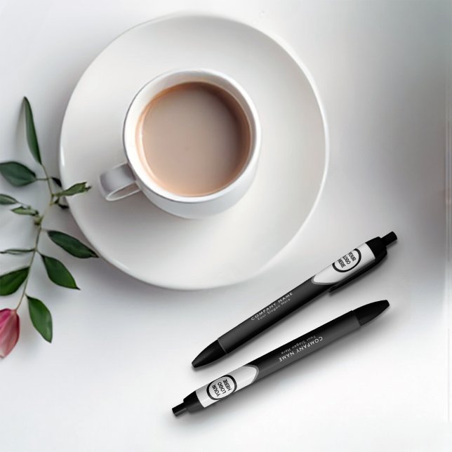 Stylo Bleu Logo personnalisé d'entreprise noire sur mesure po (Créateur téléchargé)